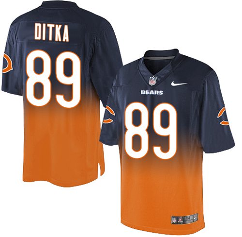 Nike Bears #89 Mike Ditka Navy Blue/Orange Men's Stitched NFL Elite Fadeaway Fashion Jersey - Click Image to Close